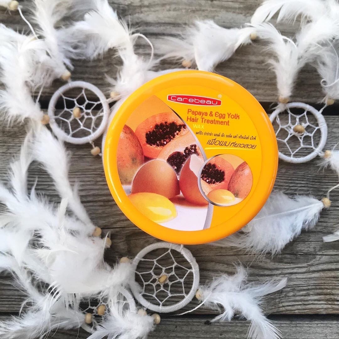 Натуральная Тайская восстанавливающая маска для волос с папайей и яичным желтком Carebeau Hair Treatment Papaya & Egg Yolk купить в Москве и Московской области.