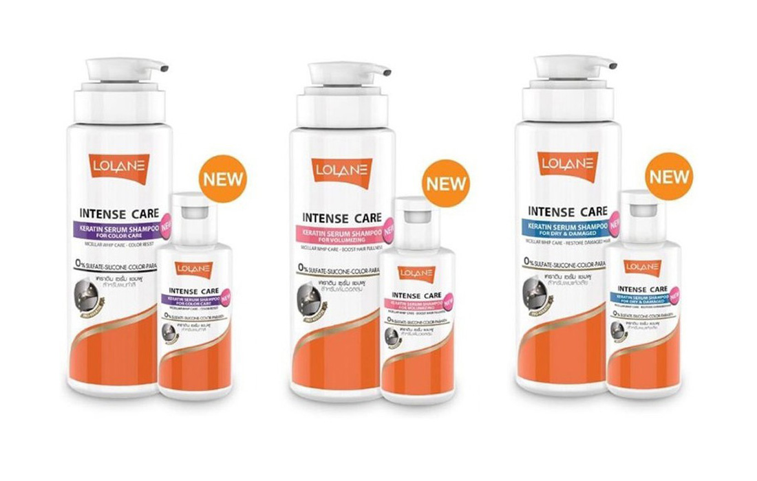 Натуральный шампунь для увеличения объема волос Lolane Intense Care Keratin Serum Shampoo For Volumizing 400 мл. Таиланд