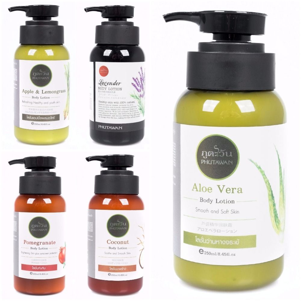 Расслабляющий и успокаивающий лосьон для тела из солнечного Таиланда «Лаванда» от Phutawan Body Lotion Lavender 250 мл. Расслабляющий лосьон для тела «Лаванда» от Phutawan восстанавливает и оздоравливает кожу, защищает от загрязнений, эффективно увлажняет избавляя от неприятных ощущений сухости, а также снимает раздражение и успокаивает кожу после солнечных ожогов. Благодаря мягкому аромату лаванды лосьон помогает снять стресс, расслабляет и возвращает вам хорошее настроение. В составе лосьон экстракт алоэ барбаденсис, экстракт ромашки, масло кокоса, масло лаванды и витамин Е.