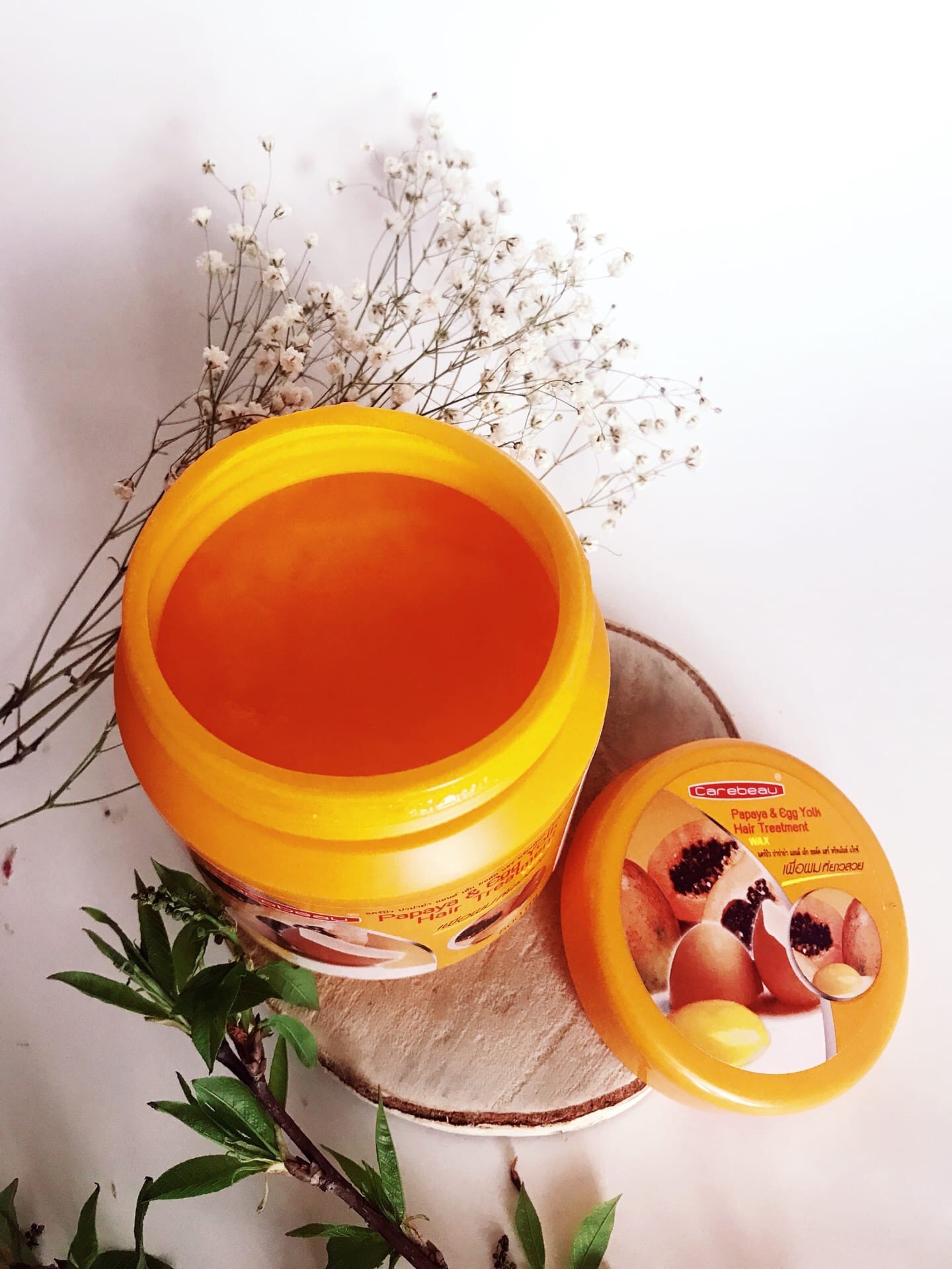 ТАЙСКАЯ Восстанавливающая маска для волос из Тайланда с папайей и яичным желтком Carebeau Hair Treatment Papaya & Egg Yolk 500 мл. ТАИЛАНД
